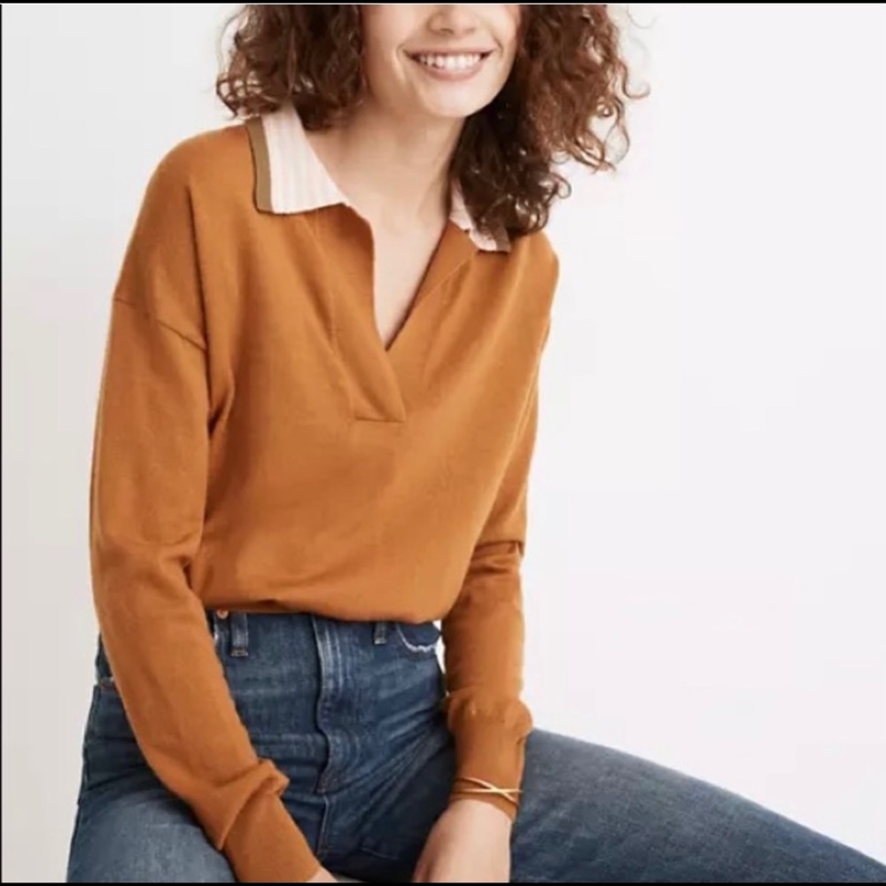 Madewell Colorblock Polo Sweater Size XL